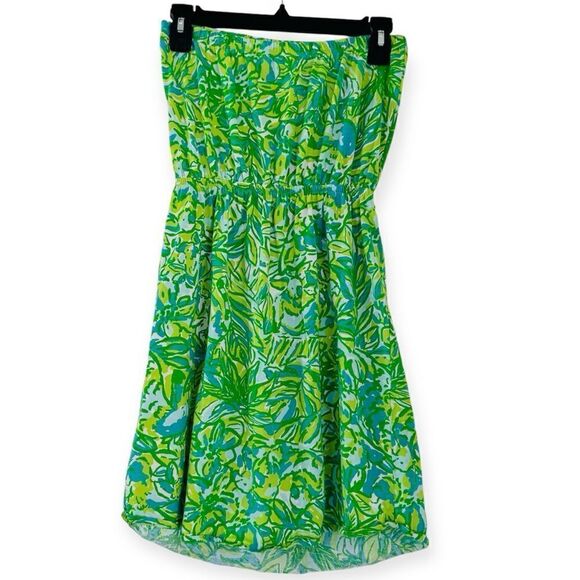 Lilly Pulitzer Windsor Strapless Dress Fresh Citrus Green Parrot Size Small - Picture 4 of 7